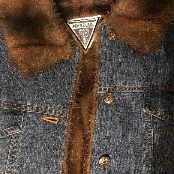 Vintage Marvin Richards Faux Fur lined Denim Jacket Jackets Coats
